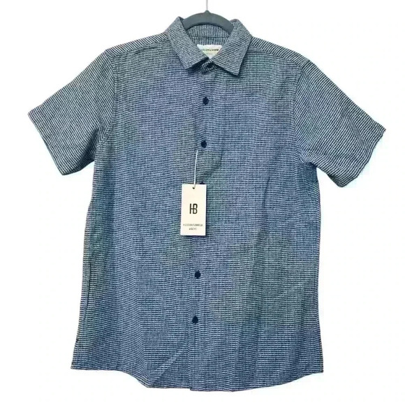 Hudson and Barrow Woven Blue Button Up Shirt, Size S - Picture 1 of 7